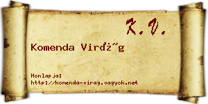 Komenda Virág névjegykártya